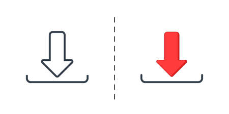 Download icon, black and color, vector icon designed in filled, outline, line and stroke style can be used for web, mobile...のイラスト素材