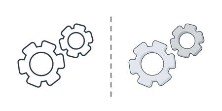 Gear icon, black and color, vector icon designed in filled, outline, line and stroke style can be used for web, mobile...のイラスト素材