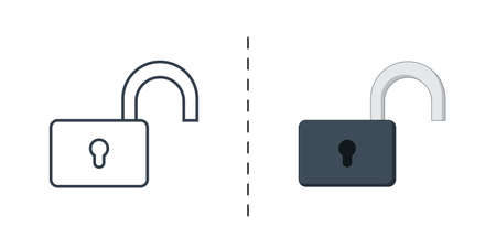 Unlock icon, black and color, vector icon designed in filled, outline, line and stroke style can be used for web, mobile...のイラスト素材