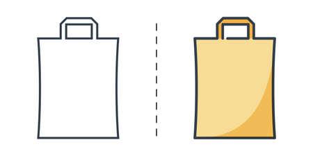 Shopping bag icon, black and color, vector icon designed in filled, outline, line and stroke style can be used for web, mobile...のイラスト素材