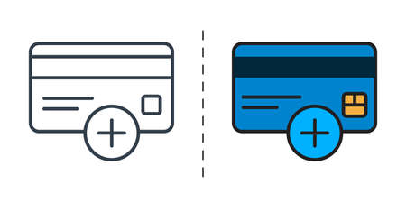 Credit card icon, black and color, vector icon designed in filled, outline, line and stroke style can be used for web, mobile...のイラスト素材