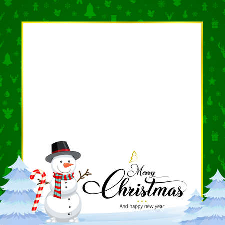 Merry christmas and happy new year. Greeting card invitation. Winter holidays. Vector vintage illustration.のイラスト素材