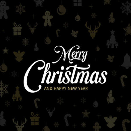 Merry christmas and happy new year. Greeting card invitation. Winter holidays. Vector vintage illustration.のイラスト素材