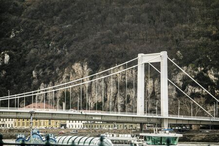 BUDAPEST, HUNGARY - 24 August, 2018: A Budapest city, Elisabeth Bridge on a mountain background on a cloudy dayのeditorial素材
