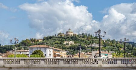 VERONA, ITALY - AUGUST 26, 2018: A Verona city landscape, wide view on the cityのeditorial素材