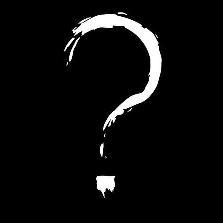 Question mark sign. White sketch on black background. Vector illustration.のイラスト素材