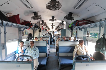 KARNATAKA JANUARY 30 : Passanger train carriage on the way to Gokarna on January 30, 2011. Indian railway is  worldのeditorial素材