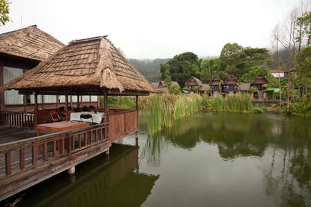 Nature resort on Lake Batur in Bali, Indonesia.のeditorial素材