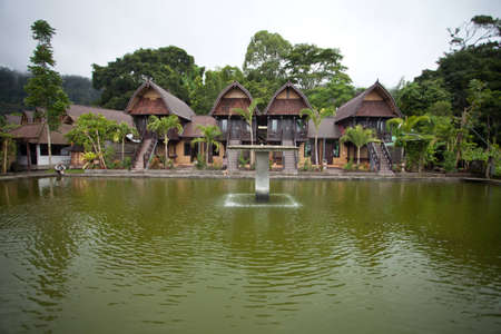 Nature resort on Lake Batur in Bali, Indonesia.のeditorial素材