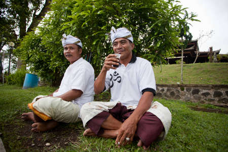 BALI - JANUARY 22. Balinese pilgrims at Mother Temple in Besakih on January 22, 2012 in Bali, Indonesia. Most Balinese hindus make a yearly pilgrim to the mother of all temples.のeditorial素材