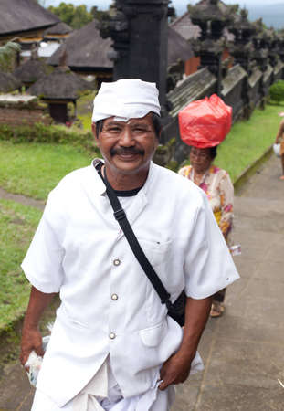 BALI - JANUARY 22. Balinese pilgrims at Mother Temple in Besakih on January 22, 2012 in Bali, Indonesia. Most Balinese hindus make a yearly pilgrim to the mother of all temples.のeditorial素材