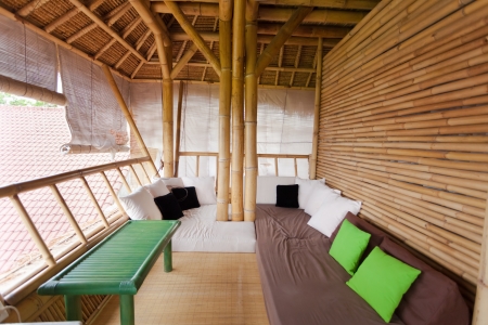 SItting area in bamboo house in Baliのeditorial素材