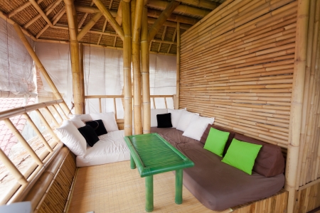SItting area in bamboo house in Baliのeditorial素材
