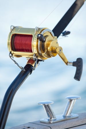 big game fishing reels in natural settingの写真素材