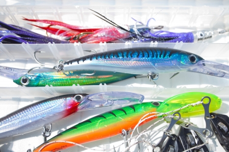 colorfull fishing luresの写真素材