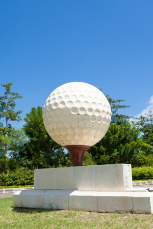 Large golf ball at the entrance of golf course in Bali, Indonesia の写真素材