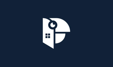 parrot or p or house or bird abstract monogram vector letter mark logo templateのイラスト素材
