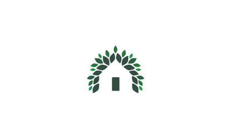 house or leaves of leaf abstract monogram vector letter mark logo templateの写真素材