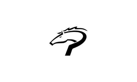p or horse abstract monogram vector letter mark brand fashion sports logo templateのイラスト素材