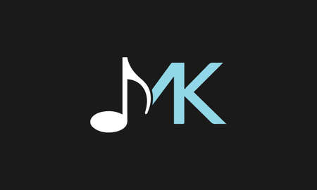 mk or km or music abstract monogram vector letter mark brand fashion sports logo templateのイラスト素材