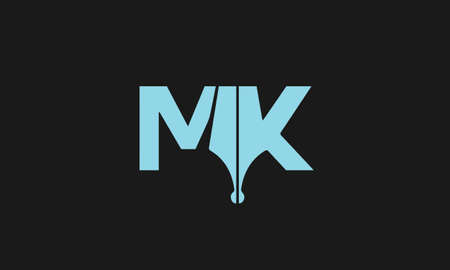 mk or km abstract monogram vector letter mark brand fashion sports logo templateのイラスト素材