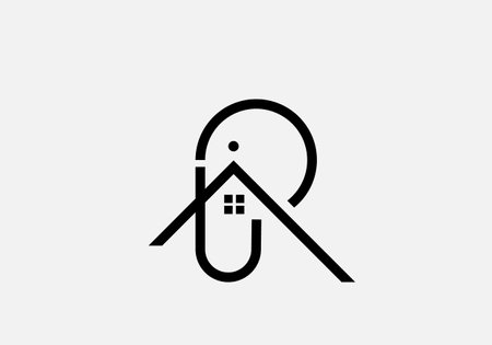 R letter house logo bird shape vector monogram logo templateのイラスト素材