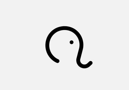 Line art elephant Vector Logo Templateのイラスト素材