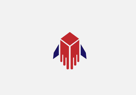 Transport Logistic or Delivery Logo Template. Box + Wings. Express moving icon for courier delivery or transportation and shipping service. Deliveryのイラスト素材
