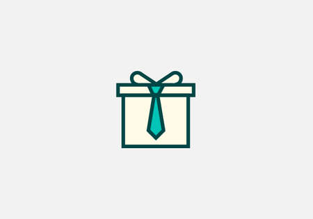 Gift box with bow and ribbon vector logo templateのイラスト素材