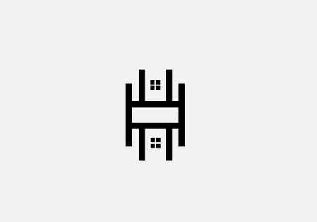 Home H Letter Logo and Real Estate Design Vector. House and Creative Alphabet Letters icon Illustrationのイラスト素材