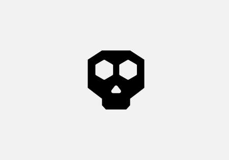 Skull face danger sign or dead bones or mask monogram vector logo templateのイラスト素材