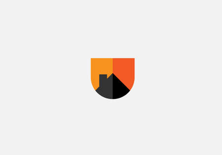 U letter House with colorful background vector monogram logo templateのイラスト素材