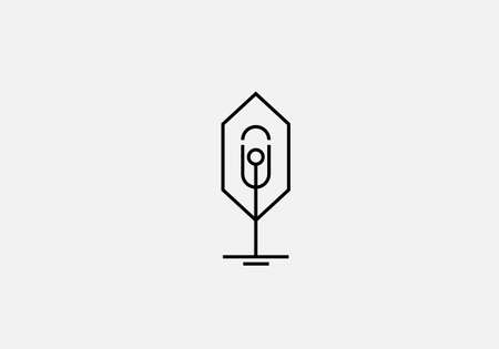 tree in microphone shape mic or plant vector logo templateのイラスト素材