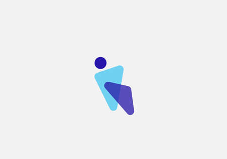 human shape with polygon logo running design vector logo templateのイラスト素材