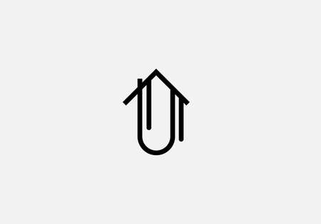 U letter icon house logo monogram vector templateのイラスト素材