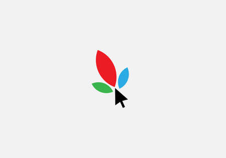 arrow nature leaf colorful pointer logo monogram vectorのイラスト素材