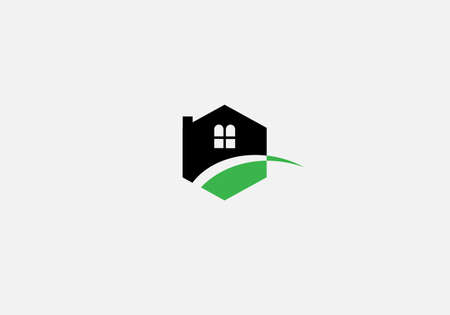 Real estate house with nature vector monogram logo templateのイラスト素材
