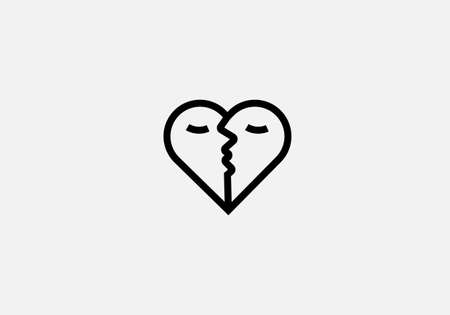 heart shape face love bird monogram vector logo templateのイラスト素材