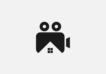 Camera or capture or image with house and real estate agency vector logo templateのイラスト素材