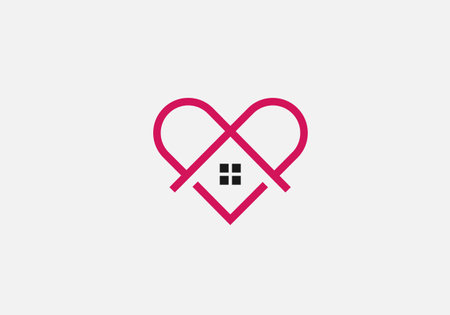 Heart house real estate love home cross design vector monogram logo templateのイラスト素材