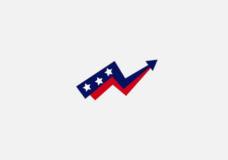 Stock market or rating arrow or line stars going up high track vector logo templateのイラスト素材
