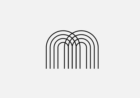 M letter or house or lines minimal vector logo templateのイラスト素材