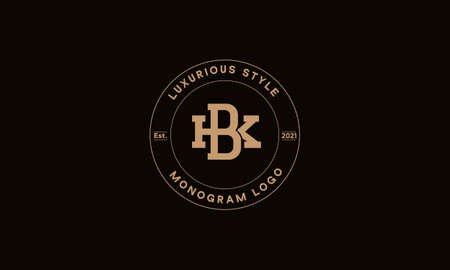BK OR KB monogram abstract emblem vector logo templateのイラスト素材