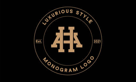 ha OR ah monogram abstract emblem vector logo templateのイラスト素材
