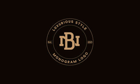 BN OR NB monogram abstract emblem vector logo templateのイラスト素材