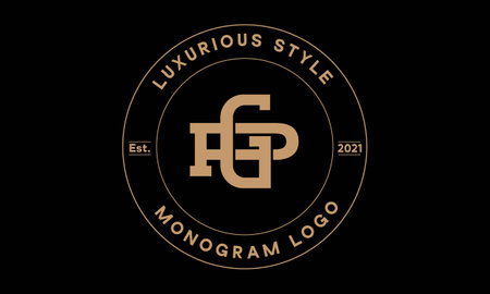 gp OR pg monogram abstract emblem vector logo templateのイラスト素材