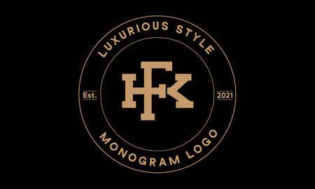fk OR kf monogram abstract emblem vector logo templateのイラスト素材