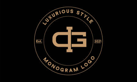 ig OR gi monogram abstract emblem vector logo templateのイラスト素材