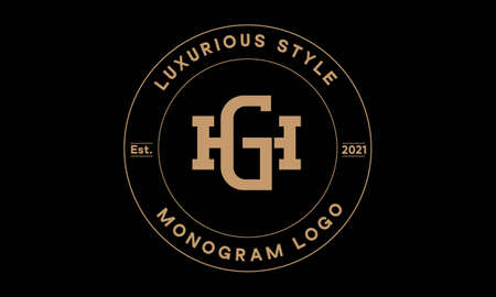 gh OR hg monogram abstract emblem vector logo templateのイラスト素材