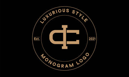 ic OR ci monogram abstract emblem vector logo templateのイラスト素材